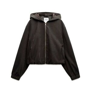 Zara - Textured Hoodie Bomber Jacket